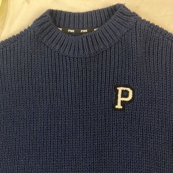 ⭐️pink navy blue crew knit sweater⭐️ - Picture 5 of 10